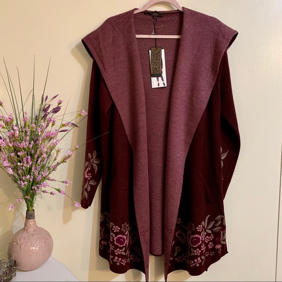 MAX SPORT Hooded Sweater Duster Floral Print - Picture 8 of 8